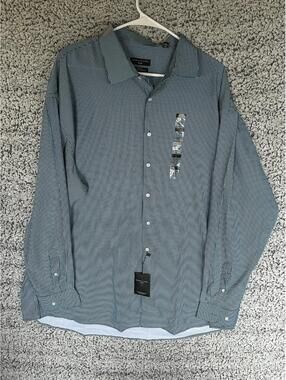 Shaquille O'Neal Long Sleeve Dress Shirt DEEP TEAL GINGHAM BIG FIT 18.5 36/37